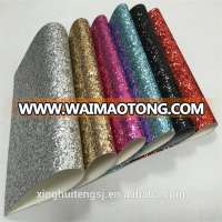 sparkle pu chunky glitter leather fabric for wallpaper decoration xht-021