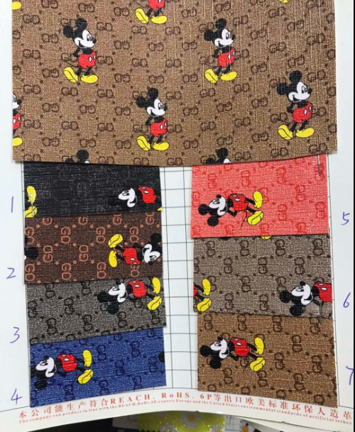 Mickey Custom PU Synthetic Leather Fancy Brand Imitation